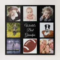 Grandfather Photo collage best grandpa black Jigsaw Puzzle