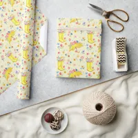 Yellow Spring Floral Watercolor Wrapping Paper – G