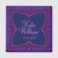 Purple+Pink Lace Save the Date Magnet