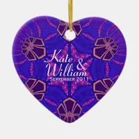 Purple Love Heart Valentine Wedding Ornament