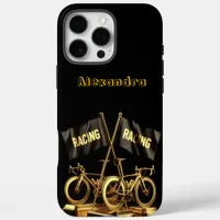 Golden bike flags in a bold display iPhone 16 pro max case