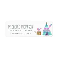 Watercolor Camping Birthday Party Label