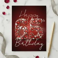 Ruby Red & Diamond Glitter 65th Birthday Postcard
