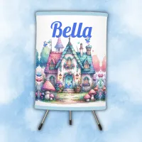 Pink & Blue Fairy Cottage Core Monogram on White | Tripod Lamp