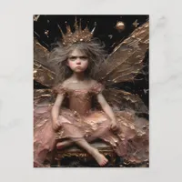 The Annoyed Little Adorable Fairy Pink and Gold Postcard