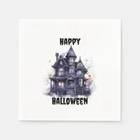 Spooky House Happy Halloween Party Personalize Napkins