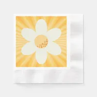 Retro Yellow Daisy Party Napkins | Groovy Boho Flo