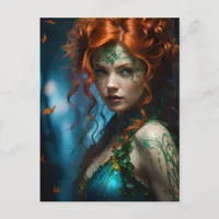 Beautiful Woman With Red Hair Ivy Tattoos Postcard