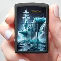 Ship Entwined in Ice Amidst a Night Sky B Zippo Lighter