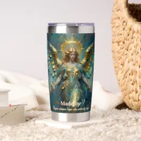 A Beautiful Gold and Turquoise Angel Personalized Insulated Tumbler
