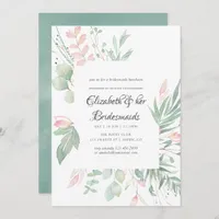 Pastel Blush Greenery Bridesmaids Luncheon Invitation