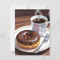 Chocolate Frosted Donut and Coffee  Postcard