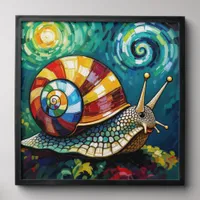 Vibrantly Colorful Impasto Whimsical Snail Peel And Stick Photo Tile