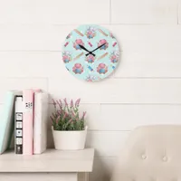 Back to School Elephant Pattern Large Clock