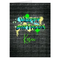 Large Happy Birthday | Graffiti Text  Card