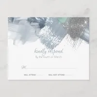 RSVP | Trendy Brushstrokes Dusty Blue Pewter Enclosure Card