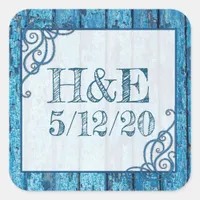 Personalized Rustic Blue Distressed Paint Stickers