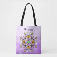 Halloween Mandala Ghosts, Pumpkins, Bats and Skull Tote Bag