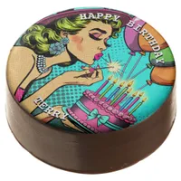 Retro Pop Art Pinup Woman Personalized Birthday   Chocolate Covered Oreo