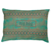 Southwest Style Personalized Teal Geometric Large Pet Bed