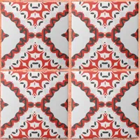 Red Gray Black & White Modern Ethnic Geometric Ceramic Tile