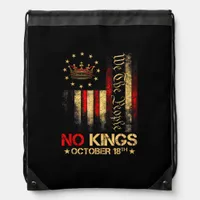 No Kings Vintage America Flag 1776 Drawstring Bag