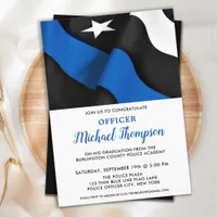  Police Graduation American Flag Thin Blue Line Invitation