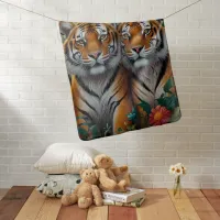 Tiger Couple Lovers Baby Blanket