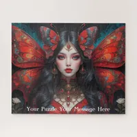 Gothic red butterfly girl jigsaw puzzle