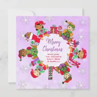 Multi-Cultural Little Cute Whimsical Elves Card