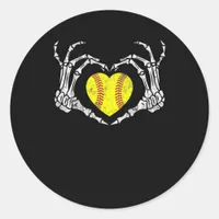 Softball Heart Skeleton Hand Halloween Costume Fun Classic Round Sticker