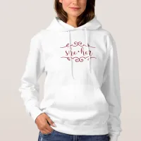 She Her in Red Fancy Doodles  Hoodie