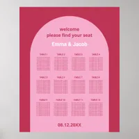 Pink Magenta Arch 12 Table Seating Chart Poster