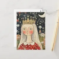 Cute Folk Art Queen Postcard