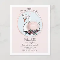 BUDGET Our Little Cutie Pink Swan Invitation