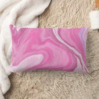 Pink and White with a Touch of Purple Marble Art Lumbar Pillow