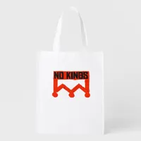 No Kings Protest Graphic Grunge Crown  American Cl Grocery Bag