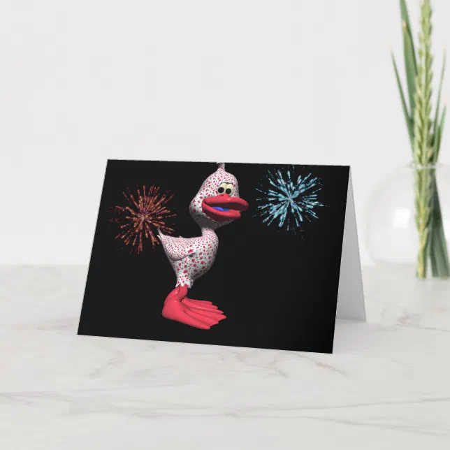 Cute Star Spangled Patriotic Duck Card