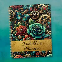 Beautiful Steampunk Themed Gears and Roses   Planner