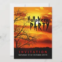 Halloween Red Sunset Sihouette Invitation