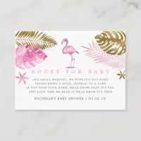 Pink and Gold Flamingo Baby Shower Book Request Enclosure Card