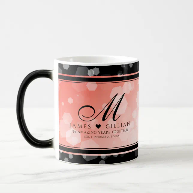 Elegant 35th Coral Wedding Anniversary Celebration Magic Mug