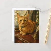 Beautiful Ginger Cat on a Desk Postcard