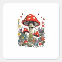 Cottagecore Aesthetic Mushroom Goblincore Minimal  Square Sticker