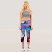 Colorful Marble Art Explosion  Capri Leggings