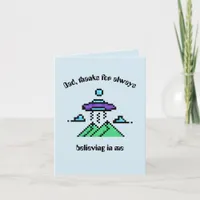 Funny Inspirational Alien Pixel Father's Day Card