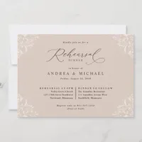 Elegant Champagne Tan Wedding Rehearsal Dinner Invitation