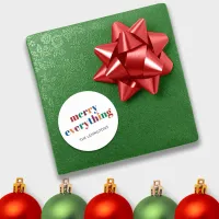 Colorful Modern Minimalist Merry Everything Classic Round Sticker