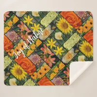 Joy of Nature Orange Yellow Flowers Sherpa Blanket