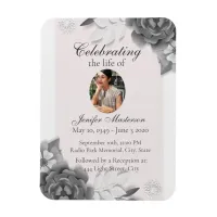 Feminine Gray Pink Floral Celebration of Life  Magnet